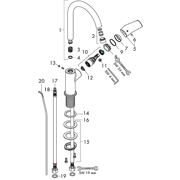 HG Waschtischmischer 210 Logis chrom mit Schwenkauslauf