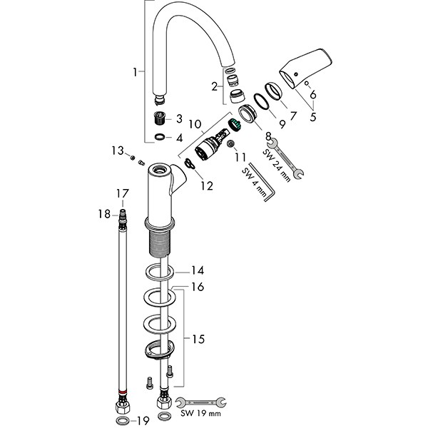 Hansgrohe Waschtischmischer 210 Logis Schwenkauslauf ohne Ablaufgarnitur Matt Black