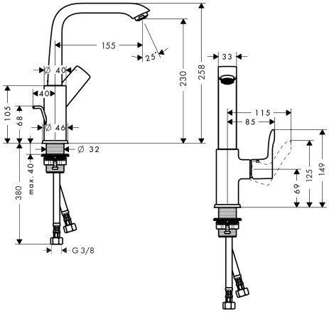 Hansgrohe Waschtischmischer 230 Metris Schwenkauslauf chrom