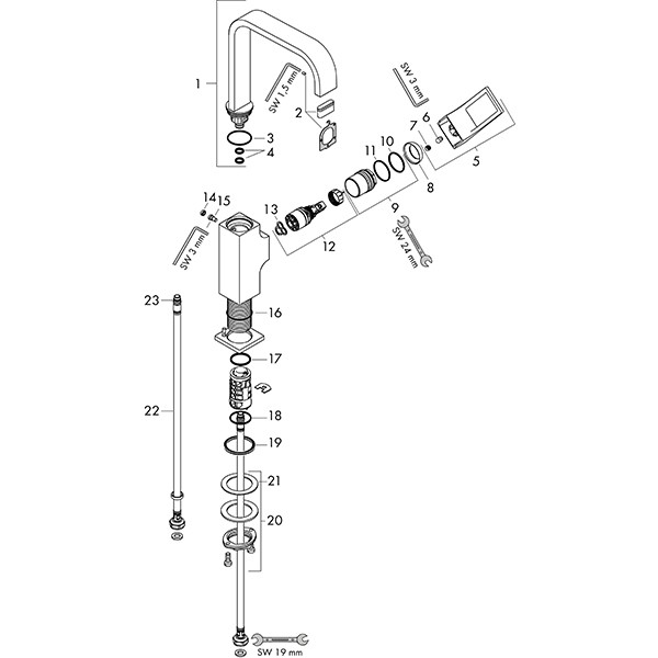 Hansgrohe Waschtischmischer 230 Metropol chrom Schwenkausl.Bügelgr.Push-Open Ablaufg.
