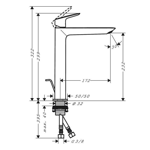 HG Waschtischmischer 240 Fine Logis mit Zugstangen-Ablaufg.chr