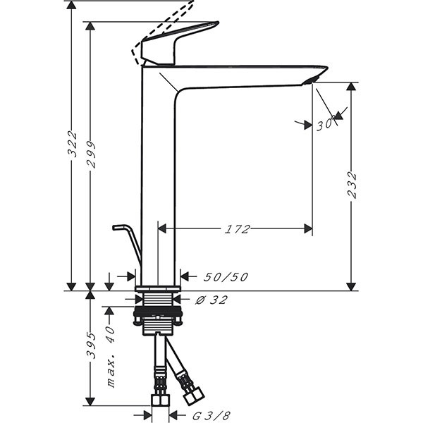 HG Waschtischmischer 240 Fine Logis mit Zugstangen-Ablaufg.chr