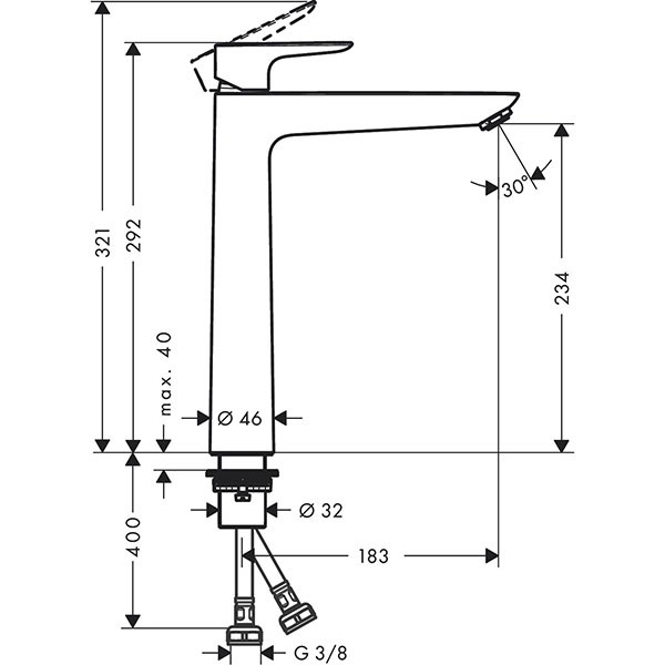 Hansgrohe Waschtischmischer 240 Talis E chrom ohne Ablaufgarnitur