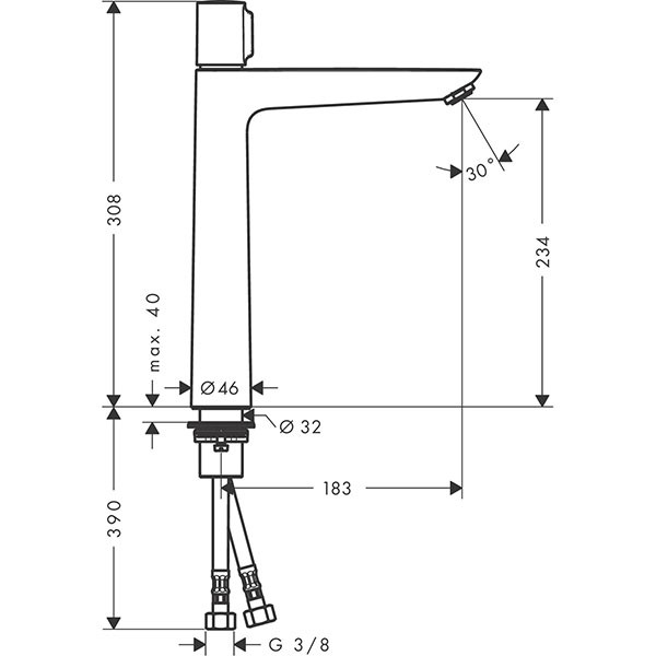 Hansgrohe Waschtischmischer 240 Talis Select E chrom ohne Ablaufgarnitur