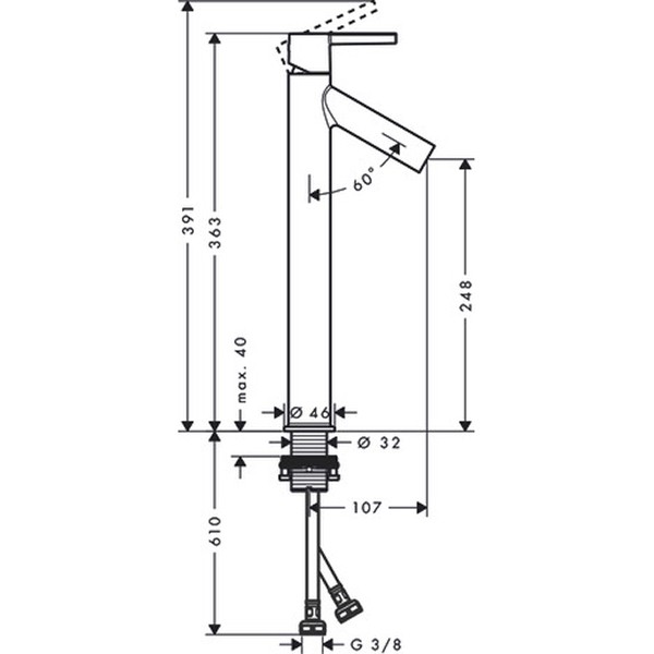 Hansgrohe Waschtischmischer 250 Axor Starck chrom ohne Zugstange u.Ablaufgarnitur