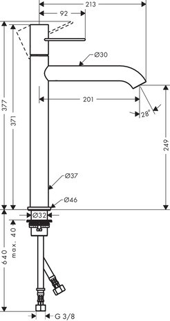 Hansgrohe Waschtischmischer 250 Axor Uno Bügelgriff ohne Ablaufgarnitur chrom