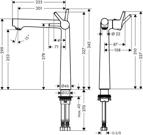 Hansgrohe Waschtischmischer 250 Talis S chrom ohne Ablaufgarnitur