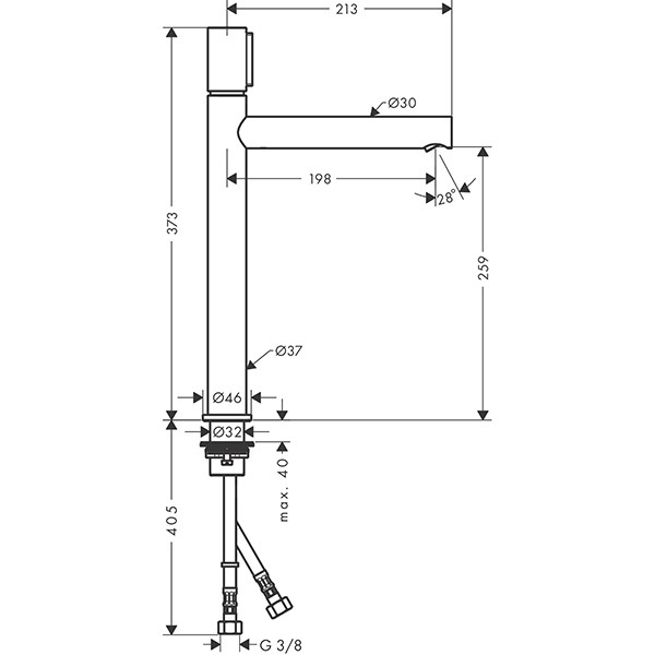 Hansgrohe Waschtischmischer 260 Axor Uno Select ohne Ablaufgarnitur chrom