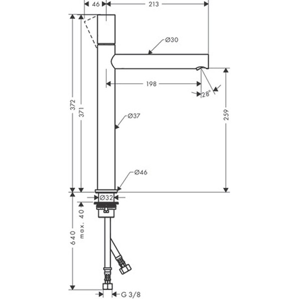 Hansgrohe Waschtischmischer 260 Axor Uno Zerogriff ohne Ablaufgarnitur BN