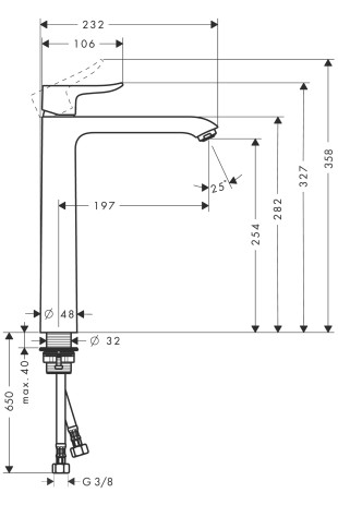 Hansgrohe Waschtischmischer 260 Metris Highriser ohne Ablaufgarnitur chrom