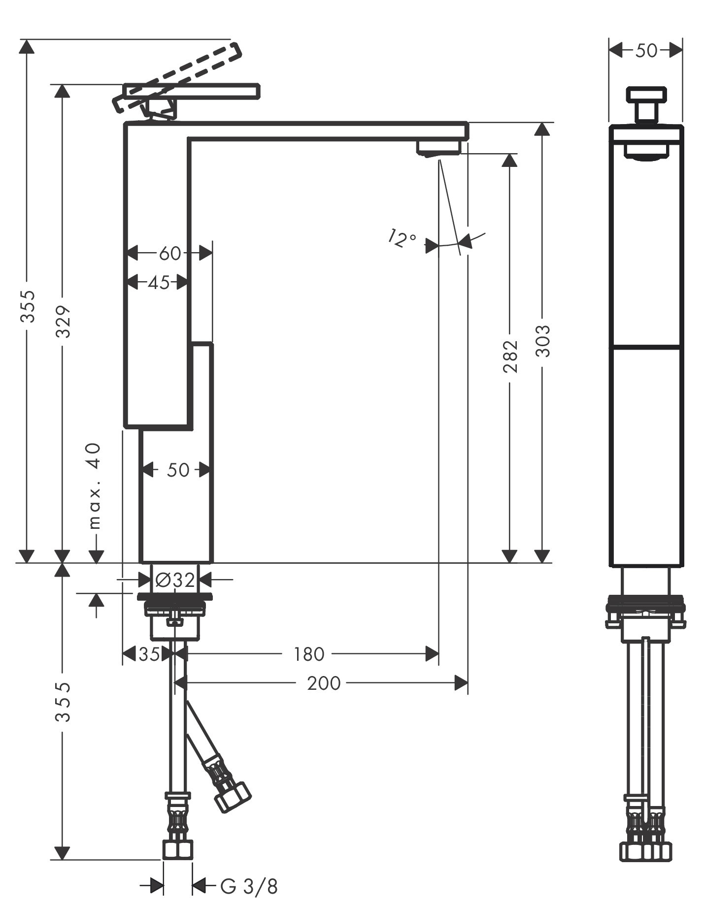 Hansgrohe Waschtischmischer 280 Axor Edge chrom  