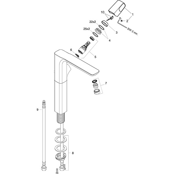 Hansgrohe Waschtischmischer 280 Axor Urquiola chrom für Waschschüssel ohne Halter