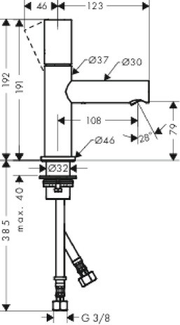 Hansgrohe Waschtischmischer 80 Axor Uno Zerogriff ohne Ablaufgarnitur BN