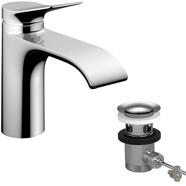 Hansgrohe Waschtischmischer 80 CoolStart  Vivenis Zugstangen-Ablaufgarnitur chrom