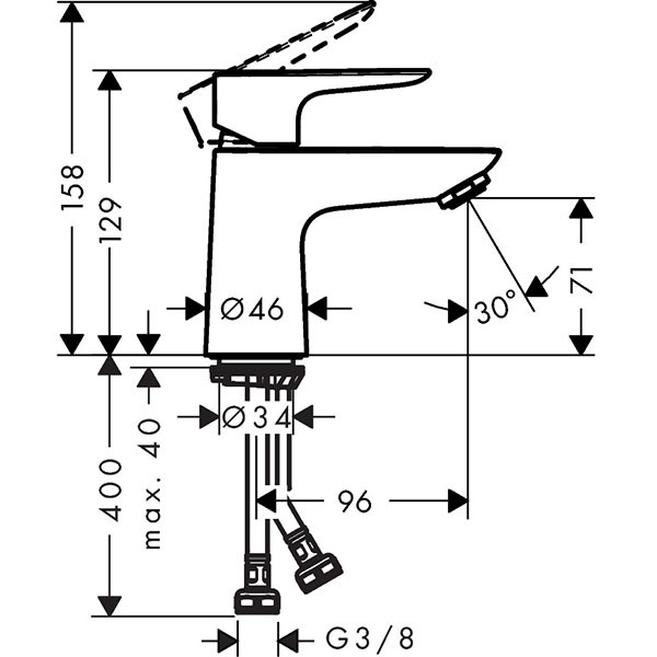 Hansgrohe Waschtischmischer 80 Talis E chrom ohne Ablaufgarnitur