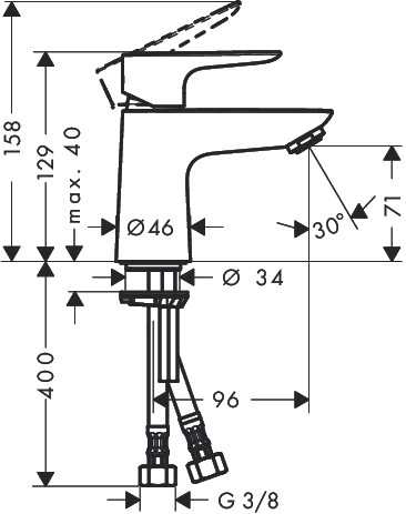 Hansgrohe Waschtischmischer 80 Talis E chrom ohne Ablaufgarnitur