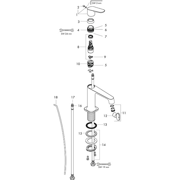 Hansgrohe Waschtischmischer Axor Citterio M für Handwaschbecken chrom