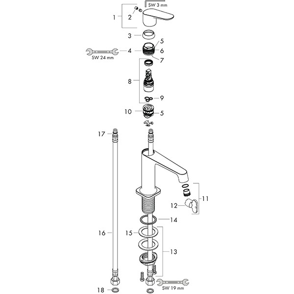 Hansgrohe Waschtischmischer Axor Citterio M ohne Ablaufgarnitur chrom