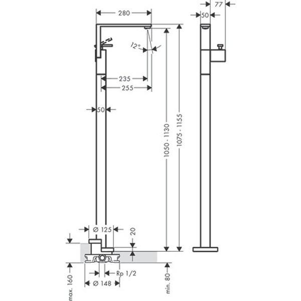 Hansgrohe Waschtischmischer Axor Edge zur Bodenmontage Diamantschliff chrom