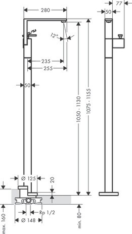 Hansgrohe Waschtischmischer Axor Edge zur Bodenmontage Diamantschliff chrom