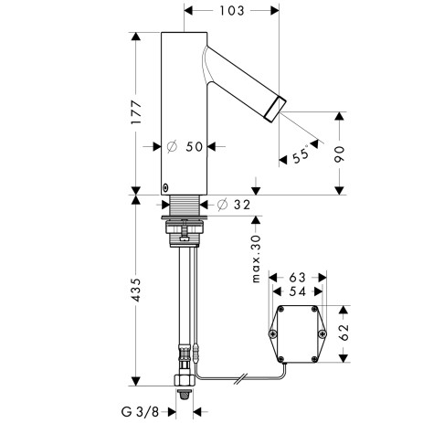 Hansgrohe Waschtischmischer Axor Starck Elektr. Batteriebetr.chrom o.Temperaturmischung