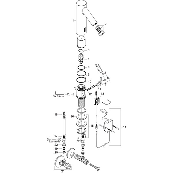 Hansgrohe Waschtischmischer Axor Starck Elektronik Netzbetrieb chrom