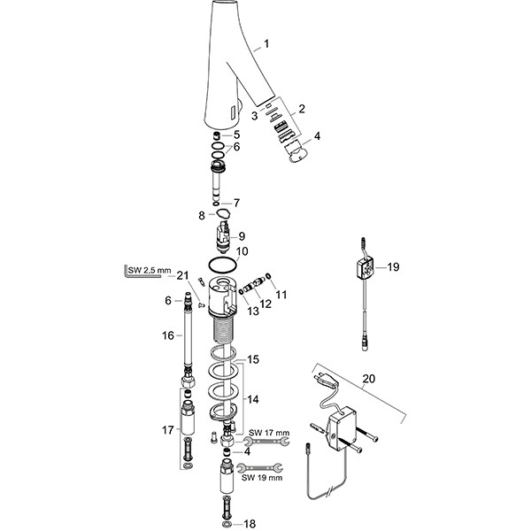 Hansgrohe Waschtischmischer Axor Starck Organic Elektronik Netzbetrieb chrom o.Temp.