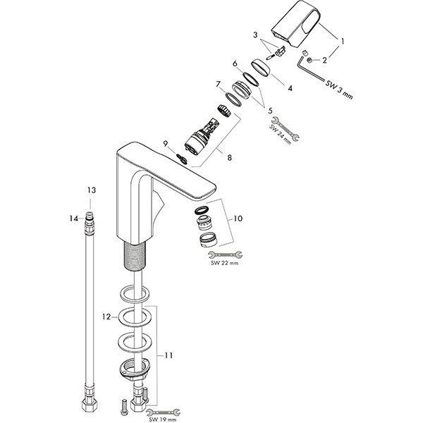 Hansgrohe Waschtischmischer AXOR Urquiola ohne Ablaufgarnitur chrom