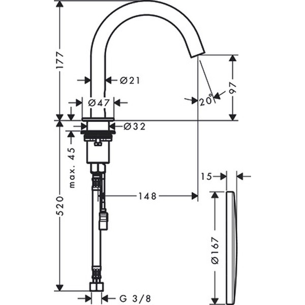 Hansgrohe Waschtischmischer Elektronik Axor Uno chrom