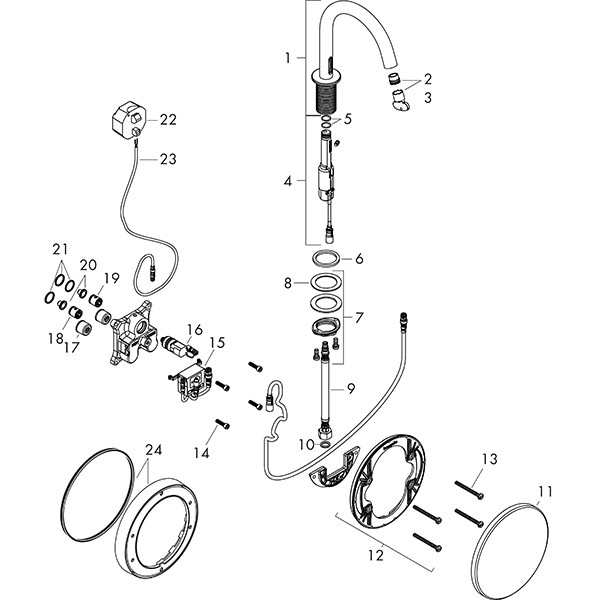 Hansgrohe Waschtischmischer Elektronik Axor Uno chrom