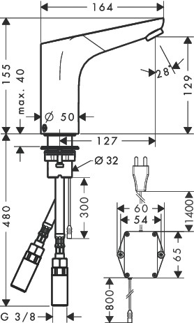 HG Waschtischmischer Elektronik Focus chrom Netzversion ohne Mischhebel
