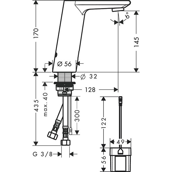 HG Waschtischmischer Elektronik Metris S chrom Batterieversion Kaltwasser