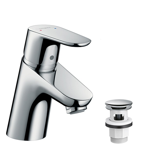 Hansgrohe Waschtischmischer Focus 70 chrom mit Push-Open Ablaufgarnitur