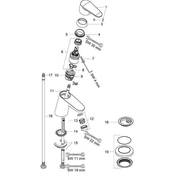 Hansgrohe Waschtischmischer Focus 70 ohne Ablaufgarnitur chrom