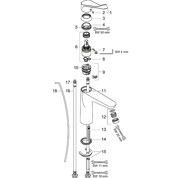 HG Waschtischmischer Focus Care 100 chrom