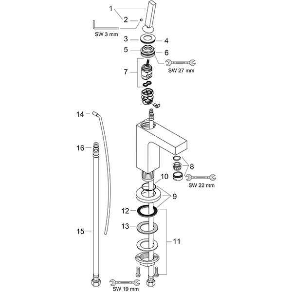 Hansgrohe Waschtischmischer für Handwaschbecken AXOR Citterio chrom