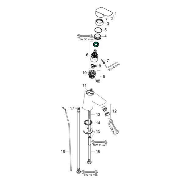 HG Waschtischmischer Logis 70 chrom mit Push-Open Ablaufgarnitur