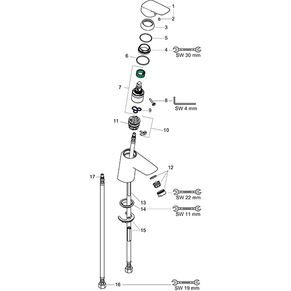 HG Waschtischmischer Logis 70 chrom mit Push-Open Ablaufgarnitur