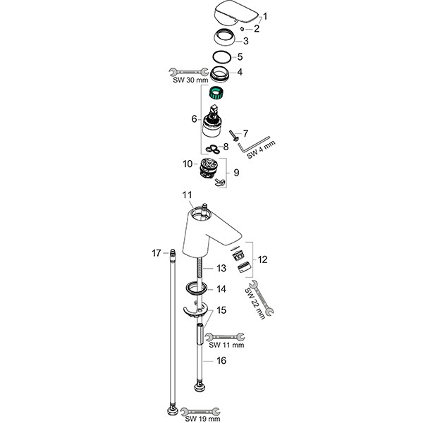 Hansgrohe Waschtischmischer Logis 70 mit Push-Open Ablaufgarnitur mattschwarz