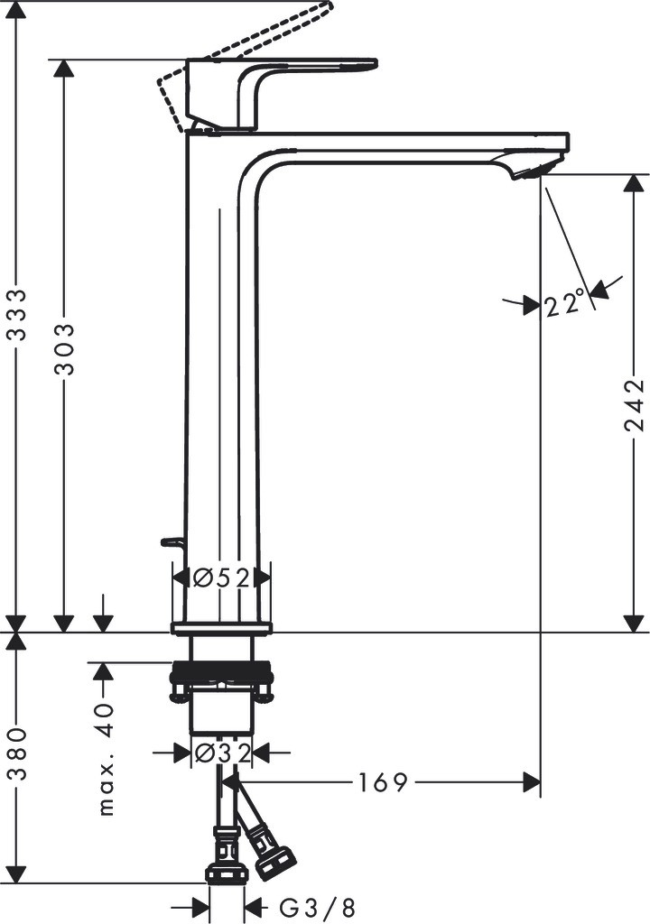 Hansgrohe Waschtischmischer Rebris E 240 CoolStart m.Zugstange chrom