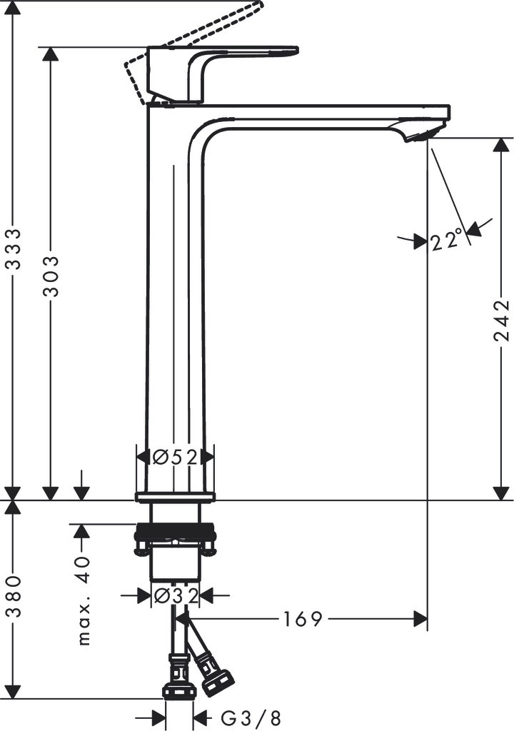 Hansgrohe Waschtischmischer Rebris E 240 CoolStart o.Zugstange chrom