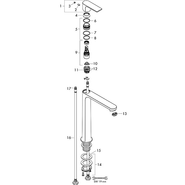 Hansgrohe Waschtischmischer Rebris E 240 CoolStart o.Zugstange chrom