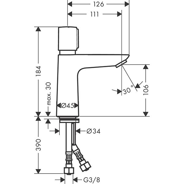 Hansgrohe Waschtischmischer Selbstschluss Talis E chrom mit Temperaturregelung