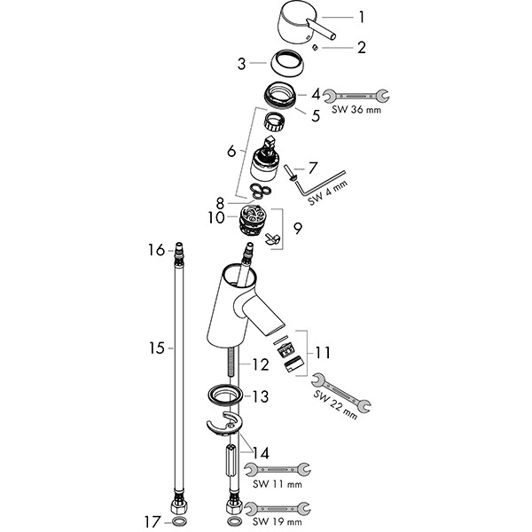 Hansgrohe Waschtischmischer Talis S chrom ohne Zugknopf