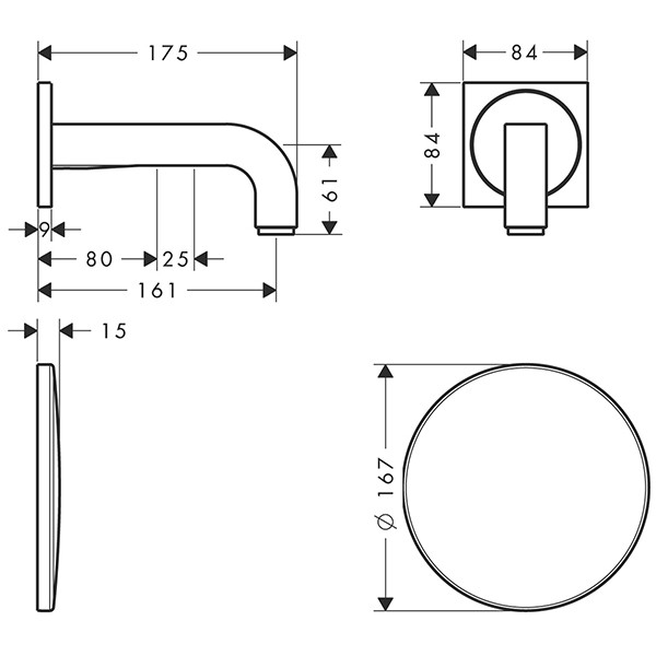 Hansgrohe Waschtischmischer Unterputz Axor Citterio Elektronik chrom kurzer Auslauf