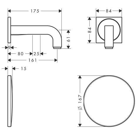 Hansgrohe Waschtischmischer Unterputz Axor Citterio Elektronik chrom kurzer Auslauf