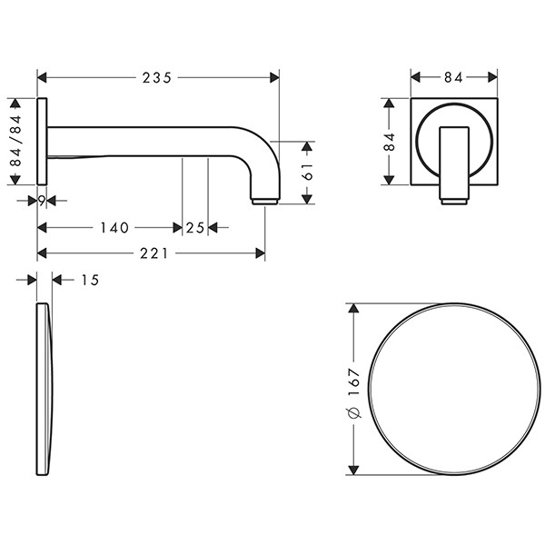 Hansgrohe Waschtischmischer Unterputz Axor Citterio Elektronik chrom langer Auslauf