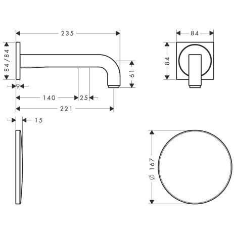 Hansgrohe Waschtischmischer Unterputz Axor Citterio Elektronik chrom langer Auslauf