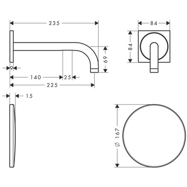 Hansgrohe Waschtischmischer Unterputz Axor Uno 2 Elektronik chrom langer Auslauf