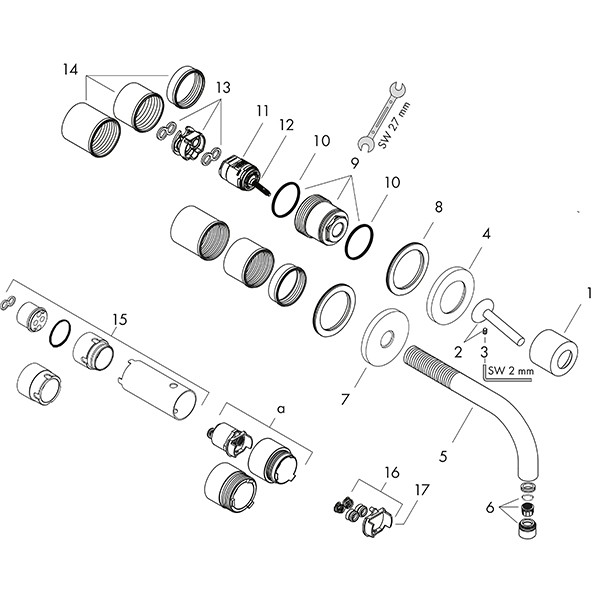 Hansgrohe Waschtischmischer Unterputz Axor Uno BN mit Auslauf 160mm
